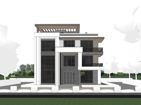 现代别墅自建房SU模型