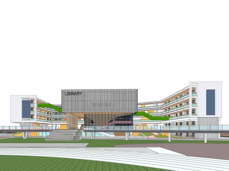 学校图书馆+教学楼SU模型