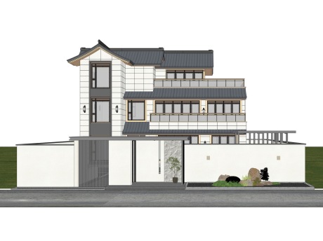 新中式别墅自建房SU模型