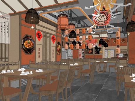 自贡江椒菜武侯店SU模型
