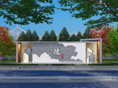 校园文化墙SU模型