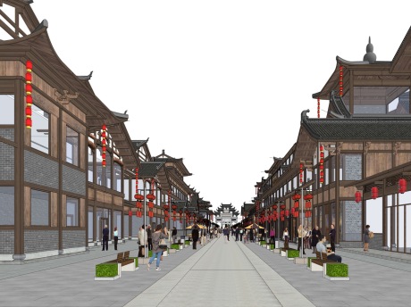上海金山卫镇前京老街SU模型