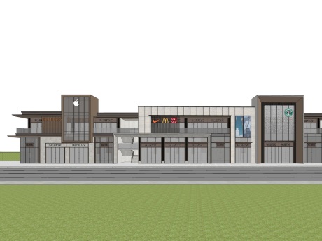 现代商业街SU模型