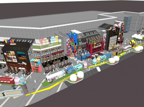 夜市街SU模型