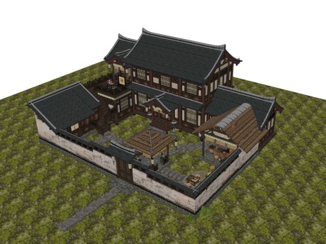 古代竹林小院SU模型