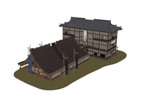 日式酒楼SU模型