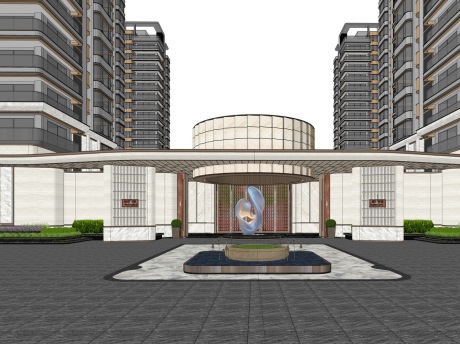 保利天珺海派示范区大门SU模型