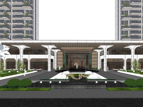 绿城示范区海派大门SU模型